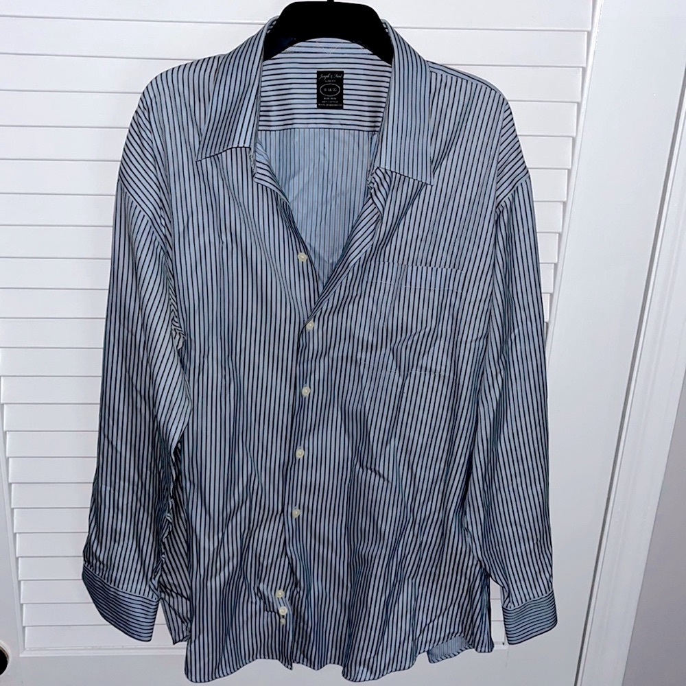Joseph & Feiss Slim Fit Button Down Stripe Dress Shirt 18 34/35